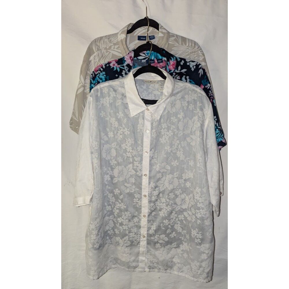 Lot of 4 Plus Size 22W/3X Women's Light Weight Casual Tropical & Floral Blouses